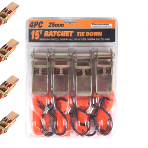 Soft surface anchoring kit - Economy Ratchet Straps & Corkscrew Pegs x 4